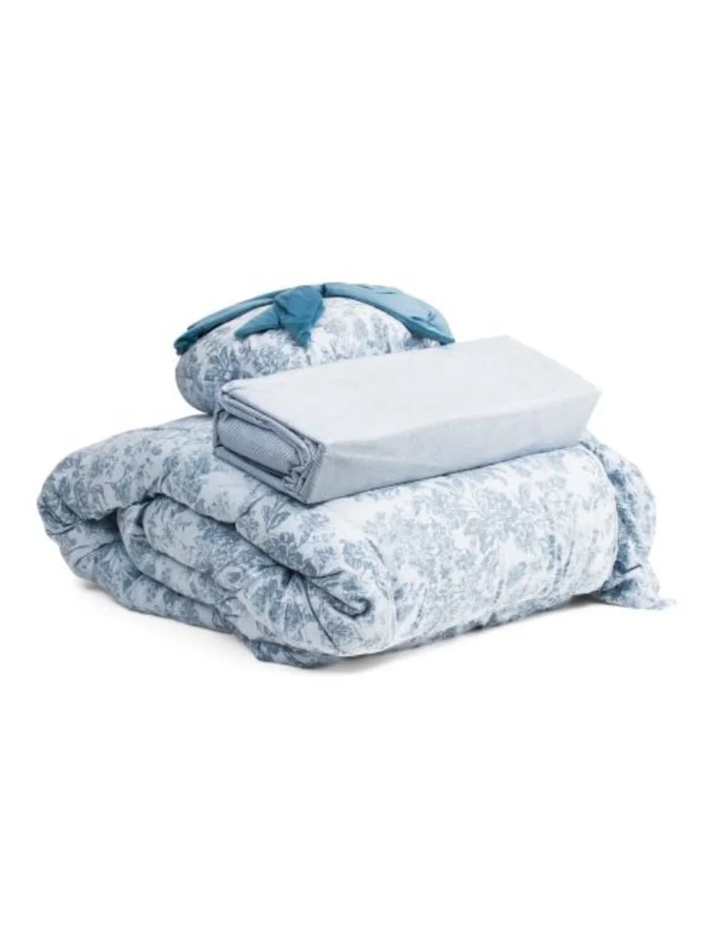 RACHEL ASHWELL Blue Floral Luxury Multi-piece Comforter Set
